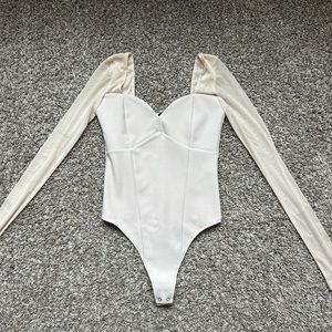 Abercrombie & Fitch Long Sleeve Sweetheart Corset Bodysuit